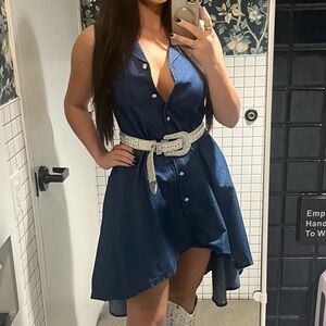 Women's Denim Style Parachute Sleeveless Dress Size M